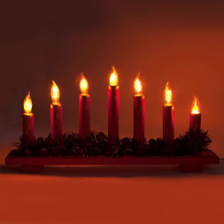 Деревянная световая фигура, 7 ламп накаливая с эффектом пламени, цвет свечения: теплый белый,  45*5*24 см, шнур 1,5 м , IP20, LT088 арт.26836