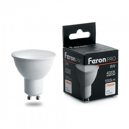 Лампа светодиодная Feron.PRO LB-1608 GU10 8W 4000K арт.38093