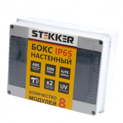 Бокс настенный STEKKER EBX50-1/08-65 8 модулей, пластик, IP65 арт.39190